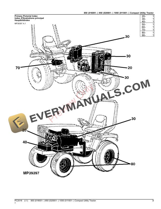 John Deere 850 (016001-) 950 (020001-) AND 1050 (011001 Parts Catalog PC2016 17OCT23-3
