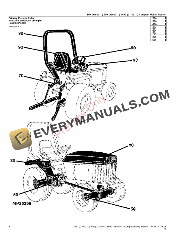 John Deere 850 (016001-) 950 (020001-) AND 1050 (011001 Parts Catalog PC2016 17OCT23-4