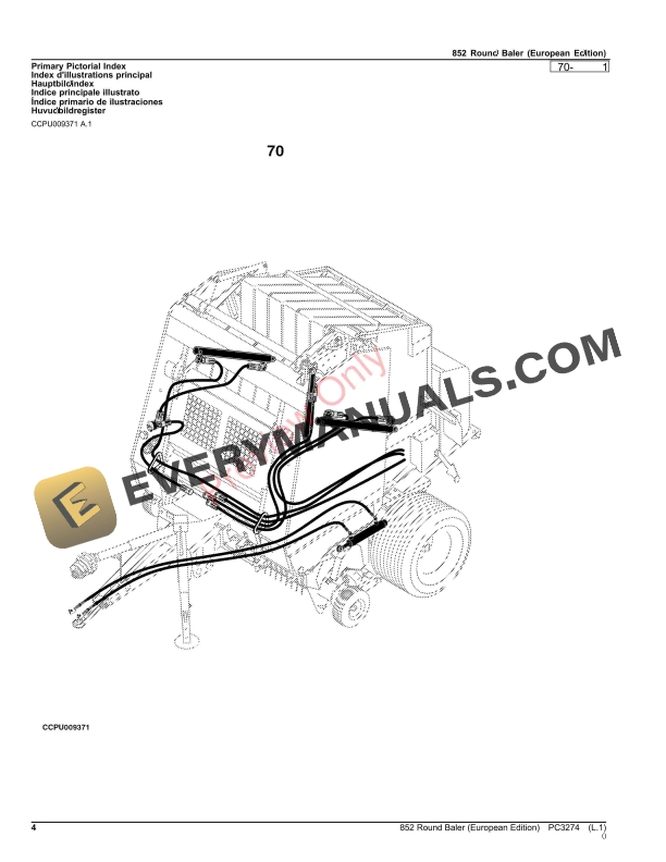 John Deere 852 Round Baler Parts Catalog PC3274 08MAR23-4