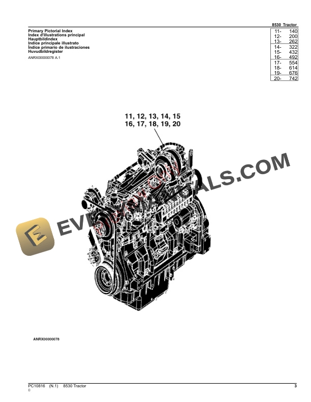 John Deere 8530 Tractor Parts Catalog PC10816 17SEP23 3