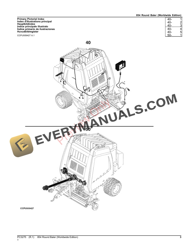 John Deere 854 Round Baler Parts Catalog PC3275 08MAR23-3