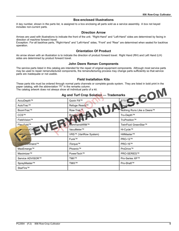 John Deere 856 Row-Crop Cultivator Parts Catalog PC2554 06AUG23-5