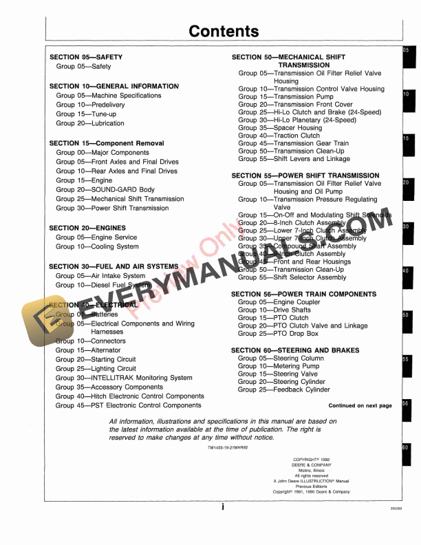 John Deere 8560 8760 and 8960 Tractors Technical Manual TM1433 21MAR92 5