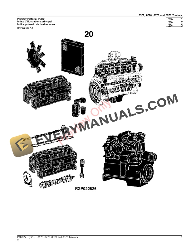 John Deere 8570, 8770, 8870, 8970 TRACTORS Parts Catalog PC2372 01AUG23 4 John Deere 8570, 8770, 8870, 8970 TRACTORS Parts Catalog PC2372 01AUG23-3