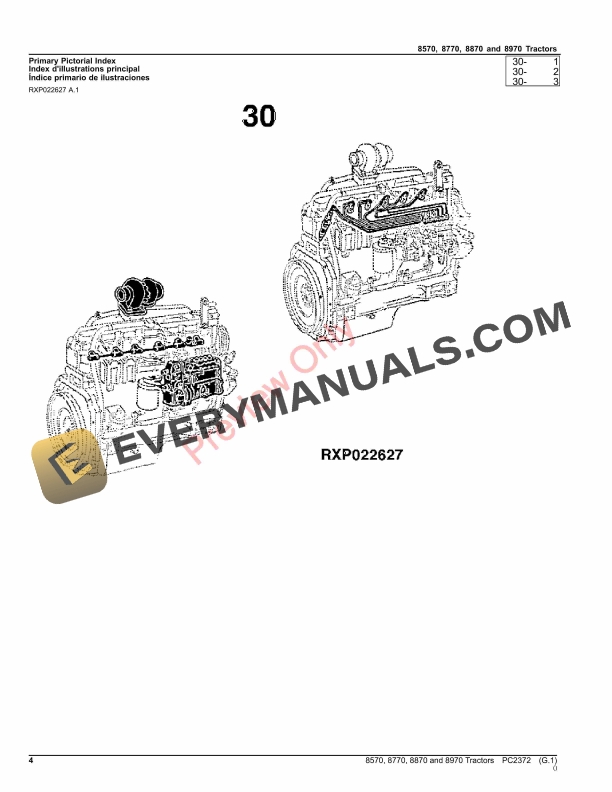 John Deere 8570, 8770, 8870, 8970 TRACTORS Parts Catalog PC2372 01AUG23 5 John Deere 8570, 8770, 8870, 8970 TRACTORS Parts Catalog PC2372 01AUG23-4