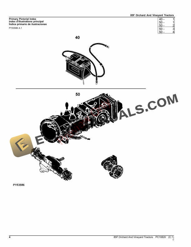 John Deere 85F Orchard And Vineyard Tractors Parts Catalog PC10820 06AUG23 4