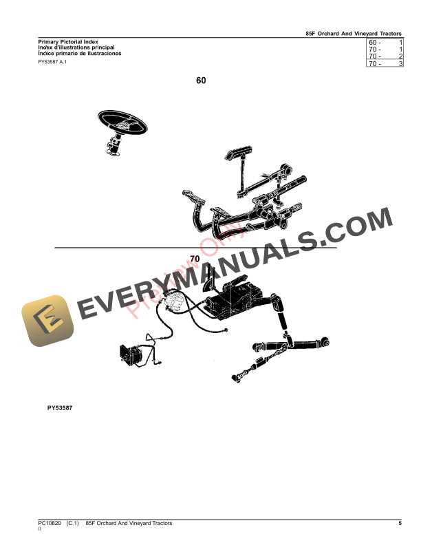 John Deere 85F Orchard And Vineyard Tractors Parts Catalog PC10820 06AUG23 5