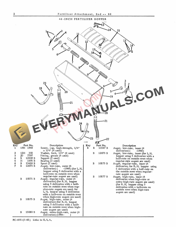 John Deere 86 Bed Fertilizer Attachment Parts Catalog PC835 01MAR65-4