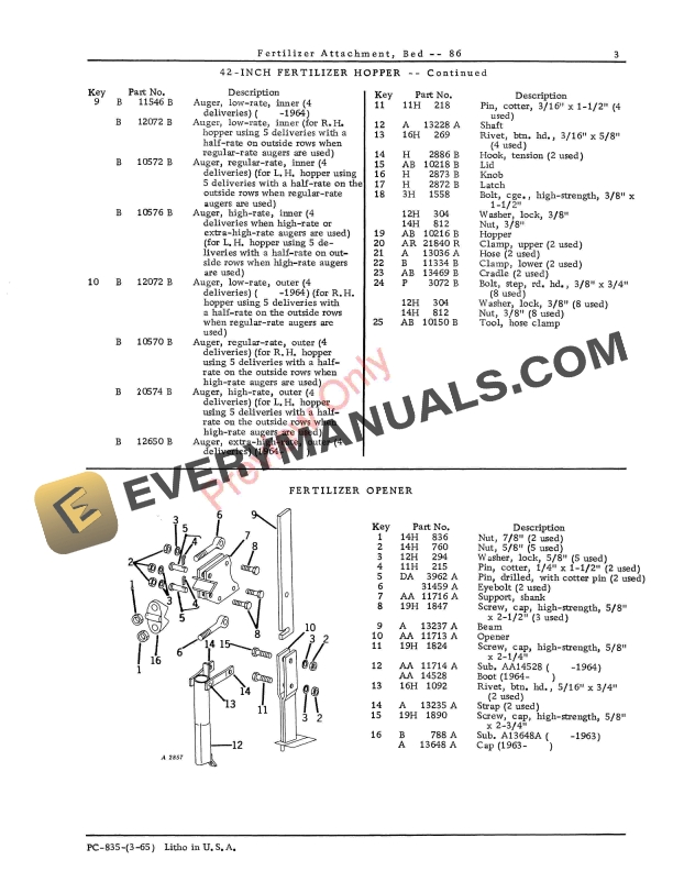 John Deere 86 Bed Fertilizer Attachment Parts Catalog PC835 01MAR65-5