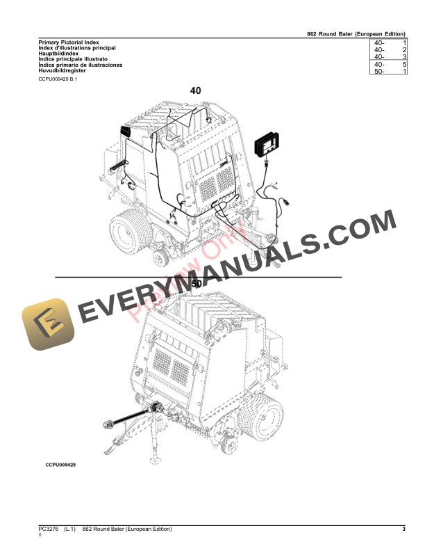 John Deere 862 Round Baler Parts Catalog PC3276 08MAR23-3