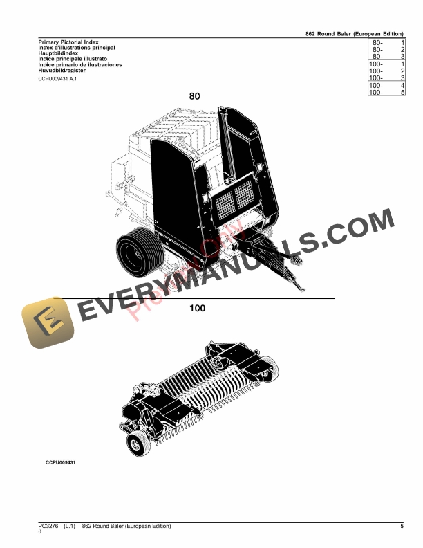 John Deere 862 Round Baler Parts Catalog PC3276 08MAR23-5