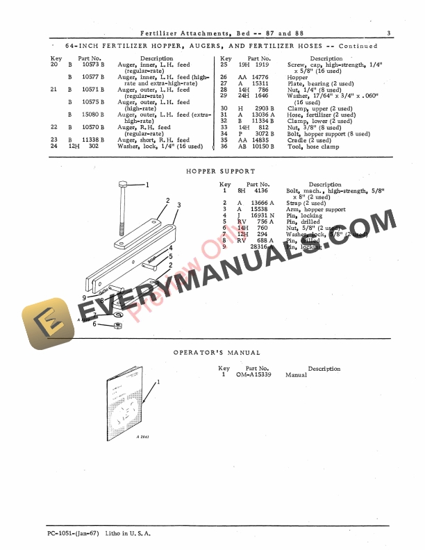 John Deere 87 88 Fertilizer Attachments Parts Catalog PC1051 01JAN67 5