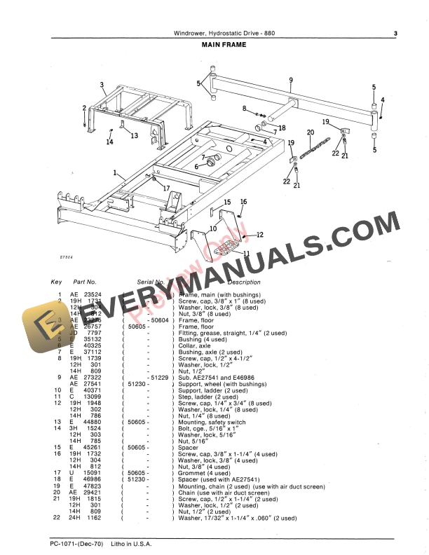 John Deere 880 Hydrostatic Drive Windrower Parts Catalog PC1071 01DEC70 5