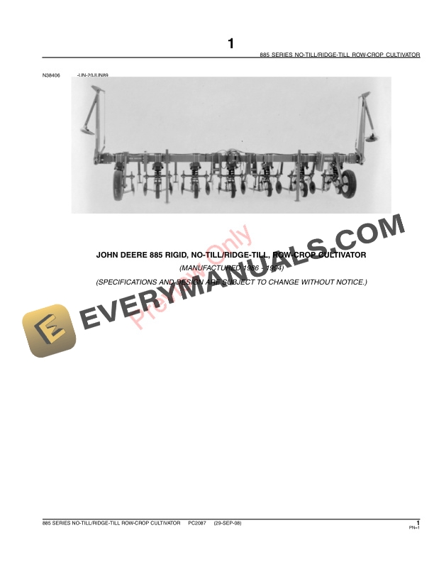 John Deere 885 Series Row-Crop Cultivator Parts Catalog PC2087 10JUN11 4 John Deere 885 Series Row-Crop Cultivator Parts Catalog PC2087 10JUN11-3