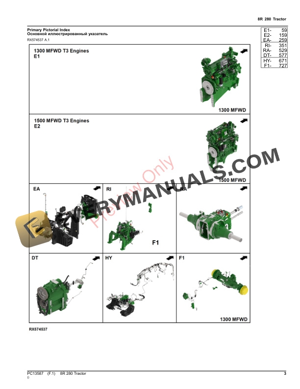 John Deere 8R 280 Tractor Parts Catalog PC13587 16NOV23-3