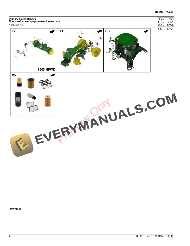 John Deere 8R 280 Tractor Parts Catalog PC13587 16NOV23-4