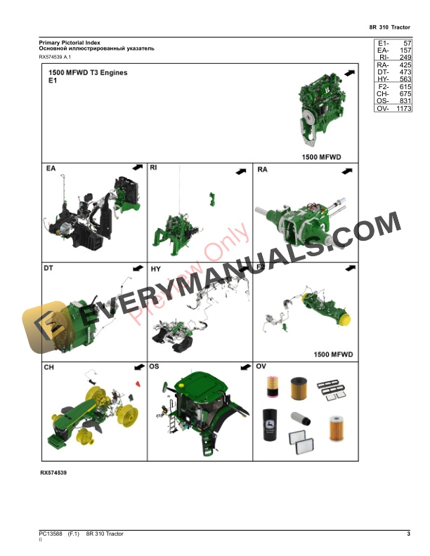 John Deere 8R 310 Tractor Parts Catalog PC13588 16NOV23-3