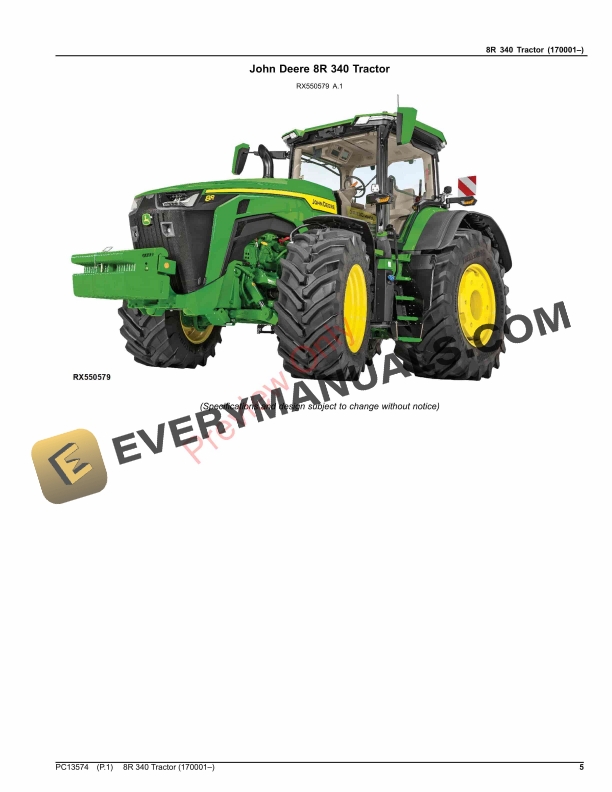 John Deere 8R 340 Tractor Parts Catalog PC13574 06OCT23 6 John Deere 8R 340 Tractor Parts Catalog PC13574 06OCT23-5