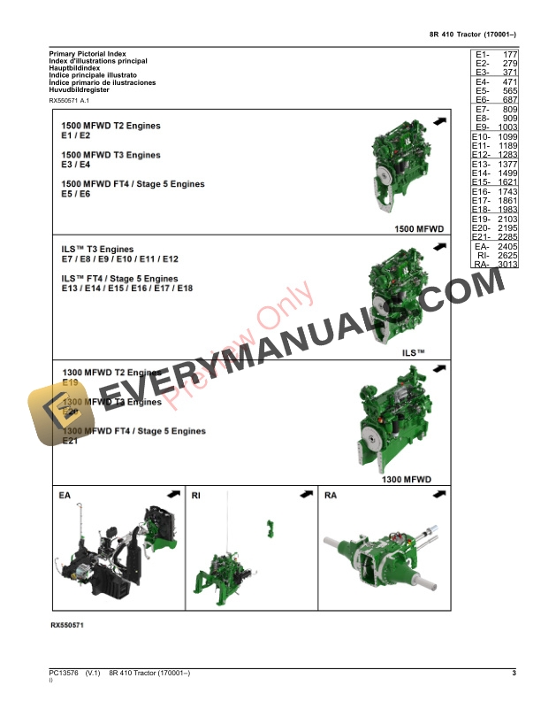 John Deere 8R 410 Tractor Parts Catalog PC13576 13AUG23-3