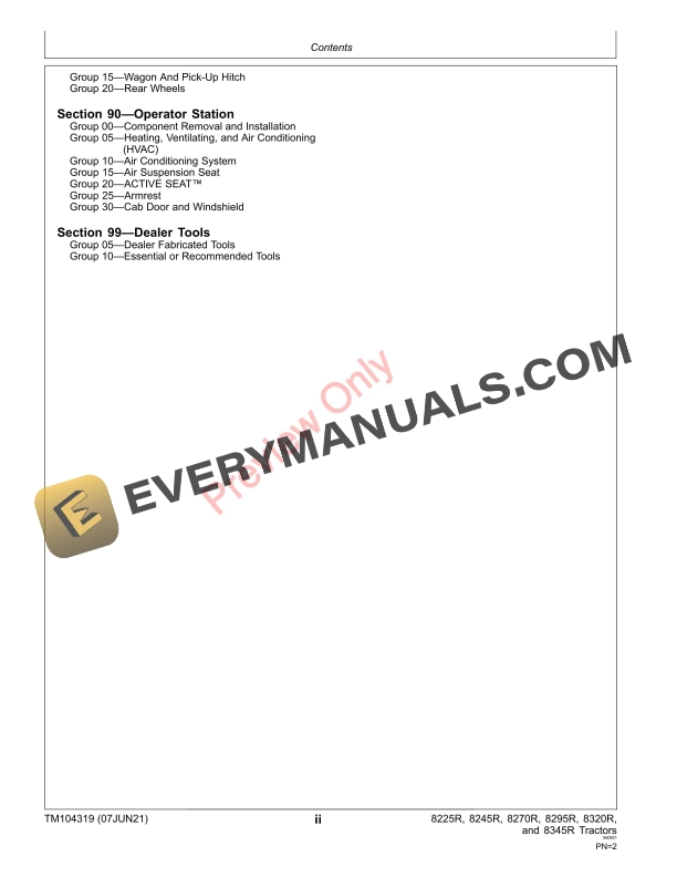 John Deere 8R Tractors 001001 053099 Russia 001001 052200 Repair Technical Manual TM104319 07JUN21 4