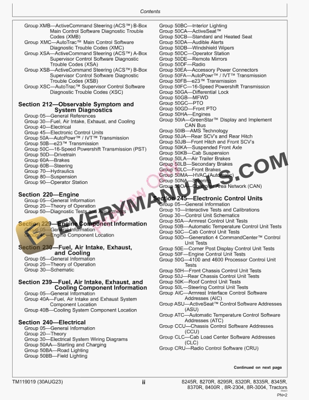 John Deere 8R Tractors 090001 119999 Russia 055001 Diagnostic Technical Manual TM119019 30AUG23 4