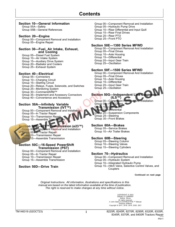 John Deere 8RS. N. 120000—170000Russia S. N. 058001—070000 Technical Manual TM146319 02OCT23 3