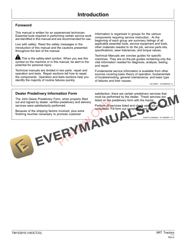 John Deere 8RT S. N. 924001— Technical Manual TM153919 18OCT23 2