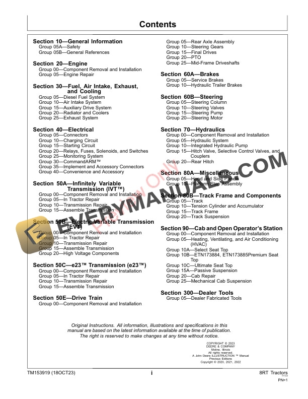 John Deere 8RT S. N. 924001— Technical Manual TM153919 18OCT23 3