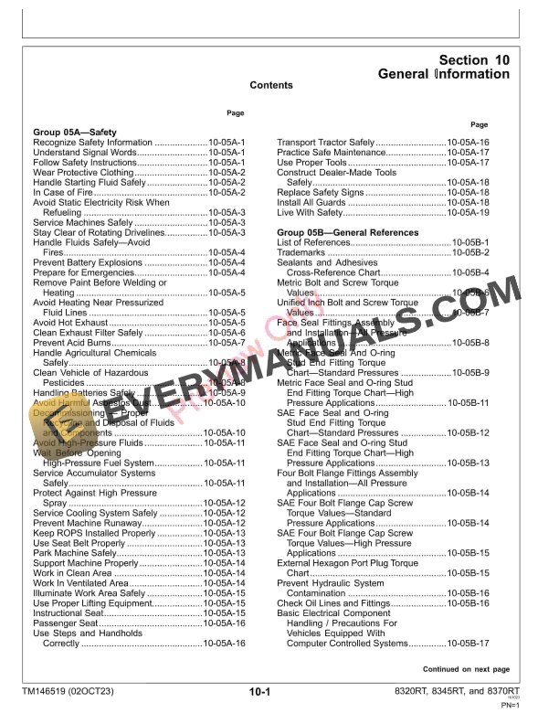 John Deere 8RT Tractors(S. N. 917000?924000) Technical Manual TM146519 02OCT23 7 John Deere 8RT TractorsS. N. 917000—924000 Technical Manual TM146519 02OCT23 5
