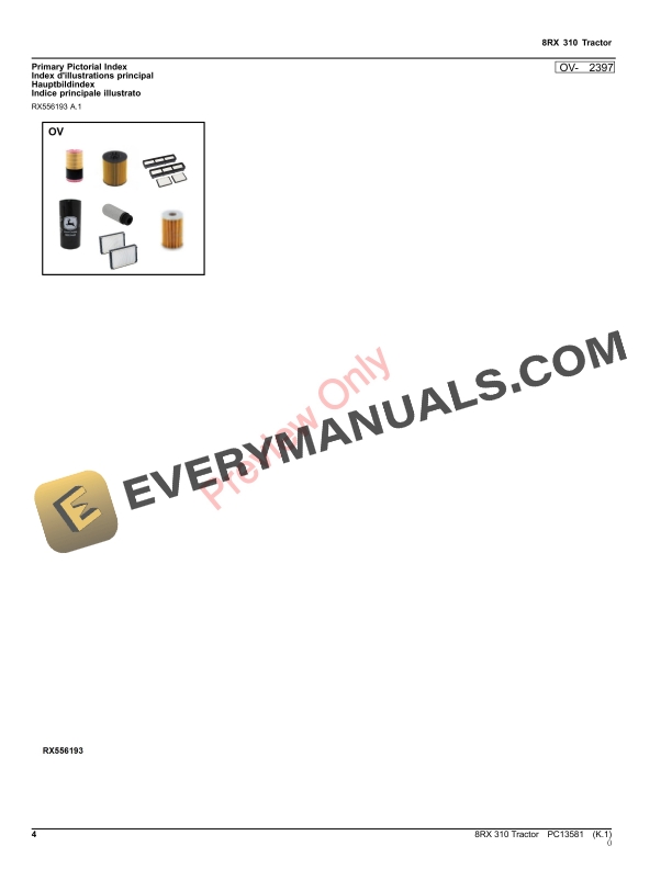 John Deere 8RX 310 Tractor Parts Catalog PC13581 02NOV23-4