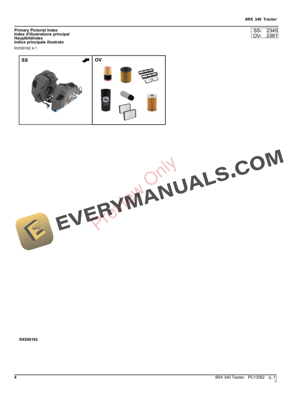 John Deere 8RX 340 Tractor Parts Catalog PC13582 02NOV23-4