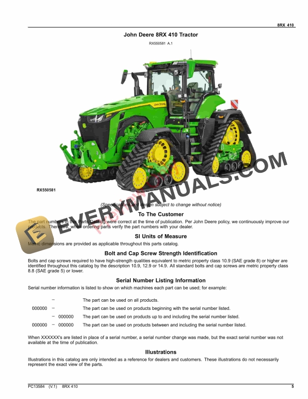 John Deere 8RX 410 Tractor Parts Catalog PC13584 25JUL23-5