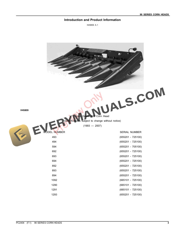 John Deere 90 SERIES CORN HEADS Parts Catalog PC2404 28OCT23 4 John Deere 90 SERIES CORN HEADS Parts Catalog PC2404 28OCT23-3