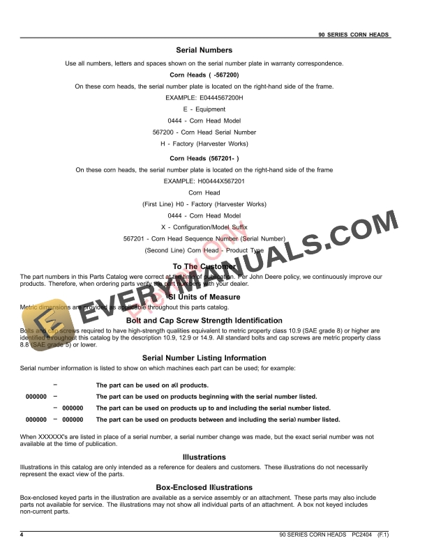 John Deere 90 SERIES CORN HEADS Parts Catalog PC2404 28OCT23 5 John Deere 90 SERIES CORN HEADS Parts Catalog PC2404 28OCT23-4