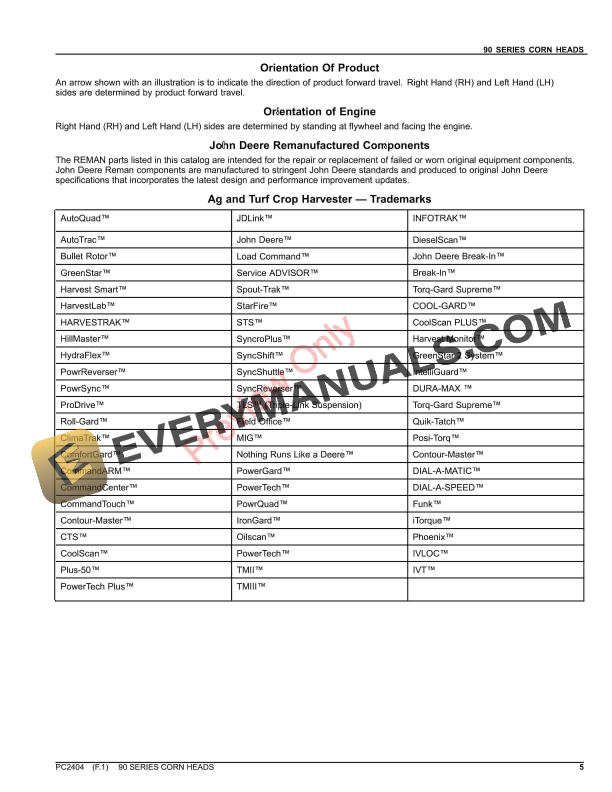 John Deere 90 SERIES CORN HEADS Parts Catalog PC2404 28OCT23 6 John Deere 90 SERIES CORN HEADS Parts Catalog PC2404 28OCT23-5