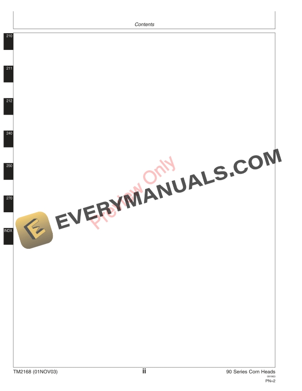 John Deere 90 Series Corn Heads 705101 Technical Manual TM2168 01NOV03 4