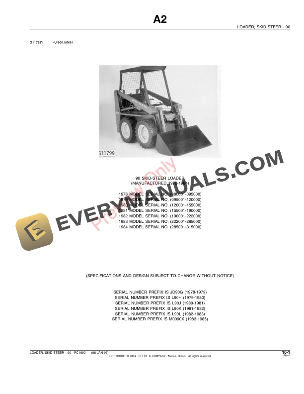 John Deere 90 Skid-Steer Loader Parts Catalog PC1682 23JUL04-3