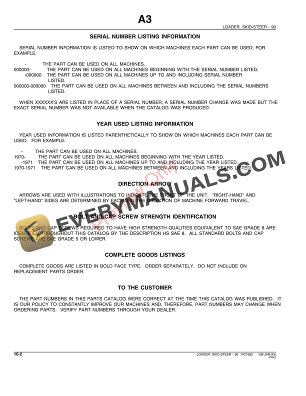 John Deere 90 Skid-Steer Loader Parts Catalog PC1682 23JUL04-4