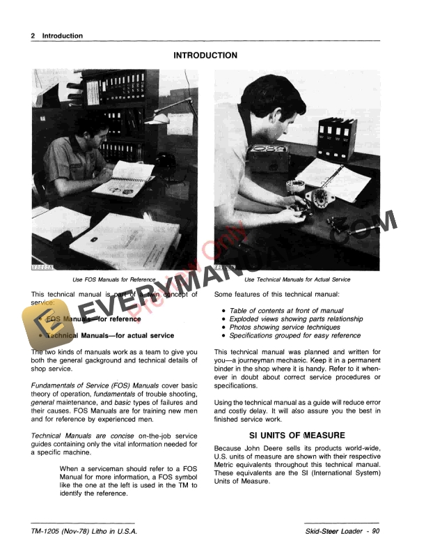 John Deere 90 Skid Steer Loader Technical Manual TM1205 01NOV78 4