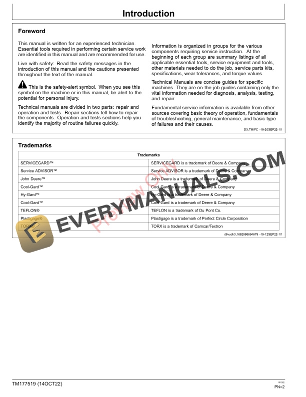 John Deere 9009A TerrainCut Rough Mower 010001 Technical Manual TM177519 14OCT22 2
