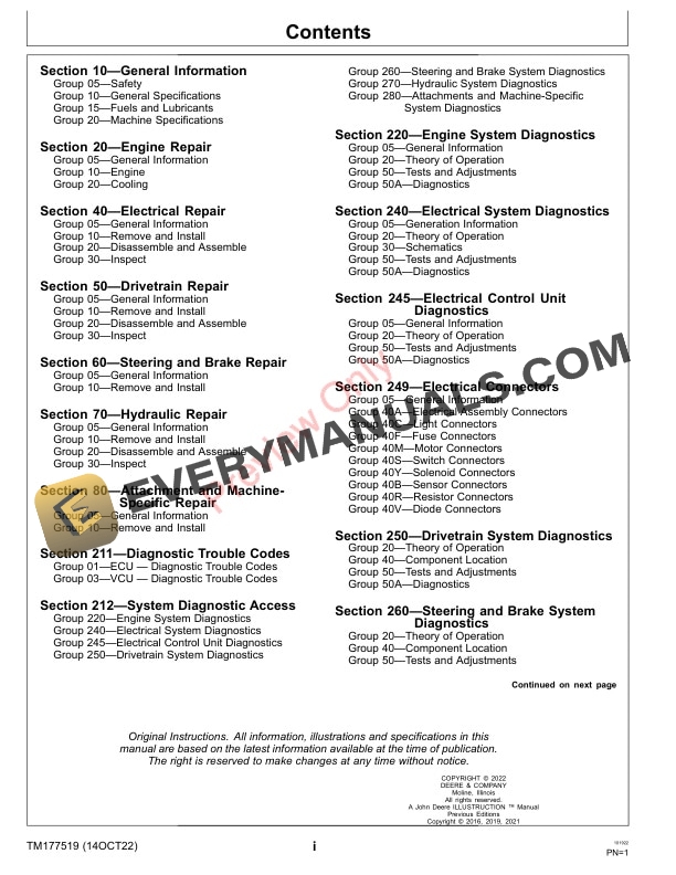 John Deere 9009A TerrainCut Rough Mower 010001 Technical Manual TM177519 14OCT22 3