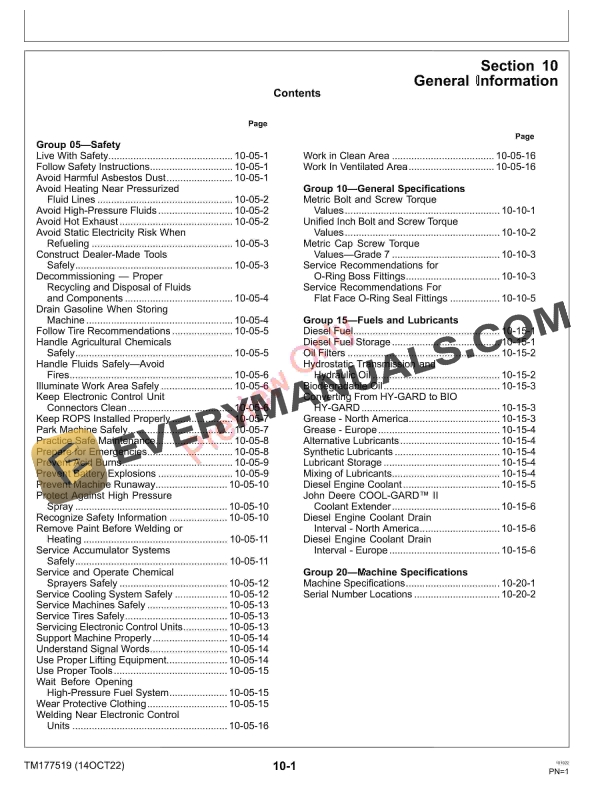 John Deere 9009A TerrainCut Rough Mower 010001 Technical Manual TM177519 14OCT22 5