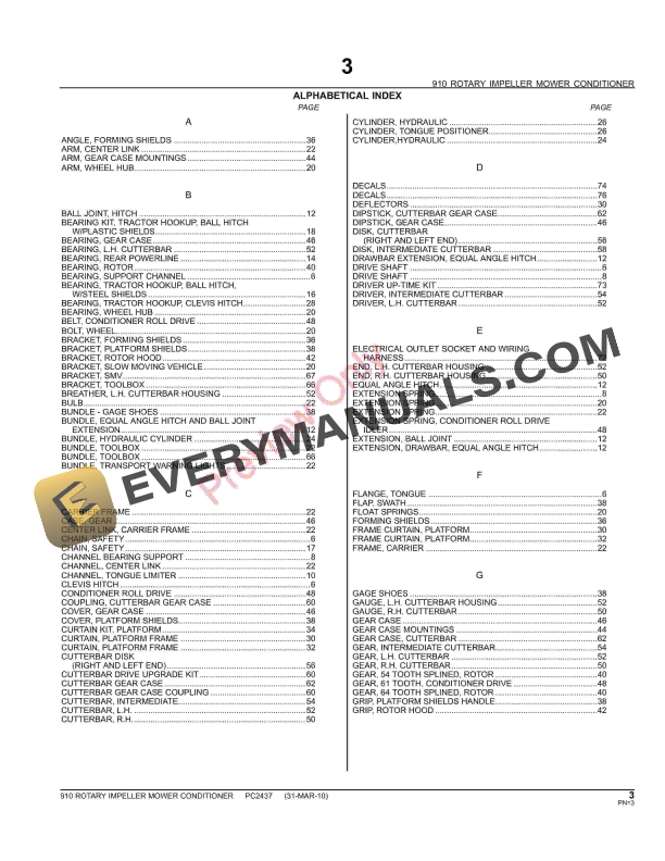 John Deere 910 Rotary Impeller Mower Conditioner Parts Catalog PC2437 06MAY11-5