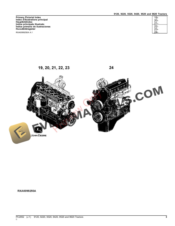 John Deere 9120, 9220, 9320, 9420, 9520 AND 9620 TRACTORS Parts Catalog PC2852 21SEP23 4 John Deere 9120, 9220, 9320, 9420, 9520 AND 9620 TRACTORS Parts Catalog PC2852 21SEP23-3