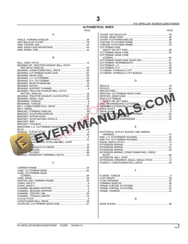John Deere 915 Impeller Mower Condtioner Parts Catalog PC2565 06MAY11 6 John Deere 915 Impeller Mower Condtioner Parts Catalog PC2565 06MAY11-5