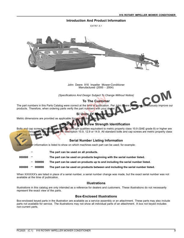 John Deere 916 ROTARY IMPELLER MOWER-CONDITIONER Parts Catalog PC2825 06AUG23-3