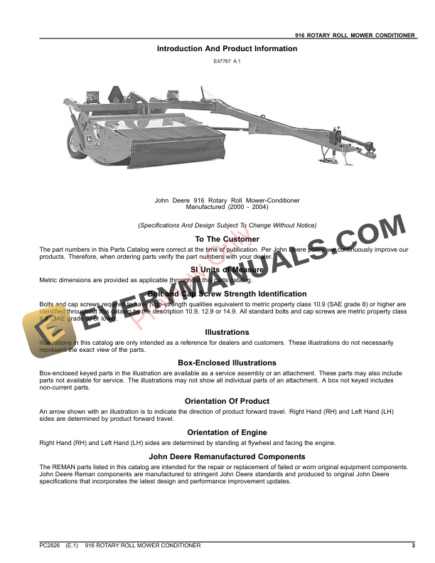 John Deere 916 ROTARY ROLL MOWER-CONDITIONER Parts Catalog PC2826 06AUG23-3