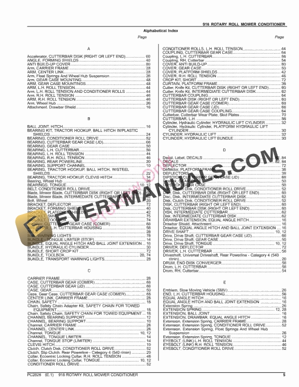 John Deere 916 ROTARY ROLL MOWER-CONDITIONER Parts Catalog PC2826 06AUG23-5