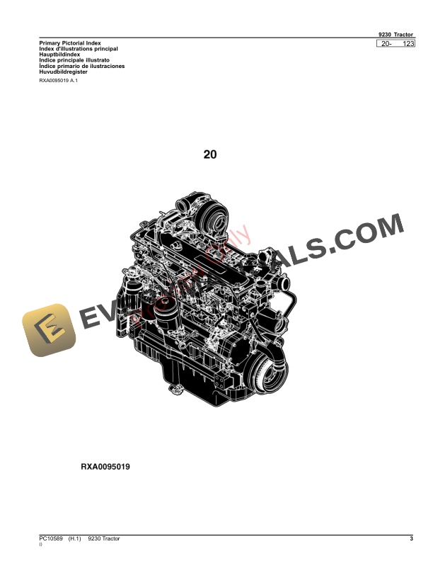 John Deere 9230 TRACTOR Parts Catalog PC10589 10SEP23 3