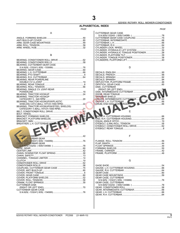 John Deere 925, 935 Rotary Roll Mower Conditioners Parts Catalog PC2568 06MAY11-5